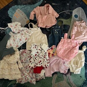 Lot Of Baby Girl dresses, overalls and outfits ranging from 0-3 mon to 3-6 mon